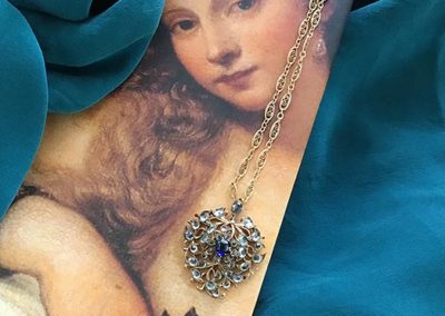 Antique Blue Sapphire Zircon Pendant Designer Necklace