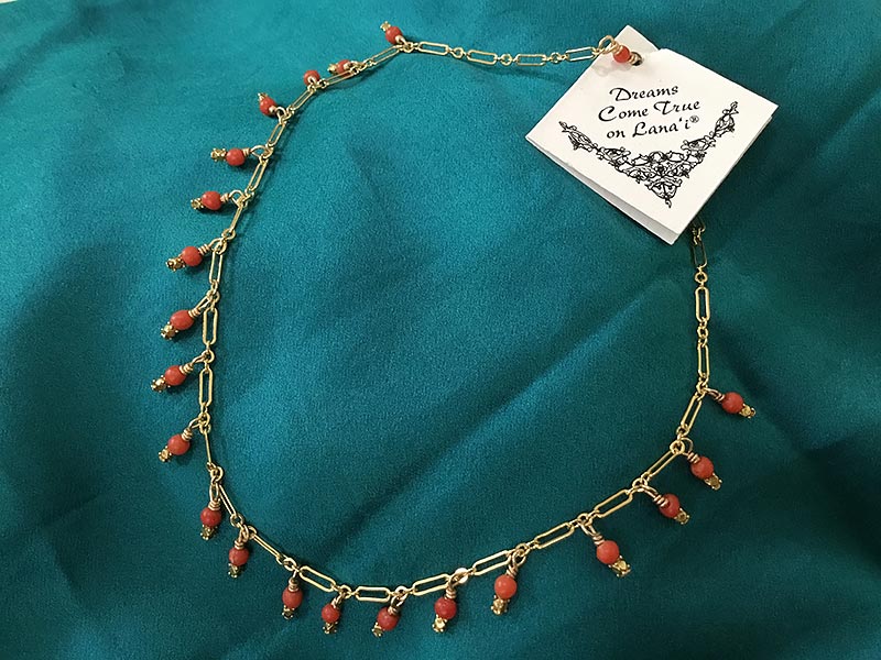 Coral and Vermeil Chain Designer Necklace