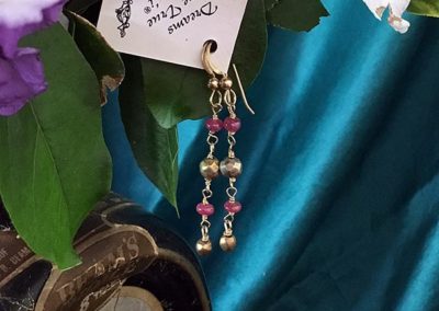 Pink Sapphire/Antique Vermeil Designer Earrings
